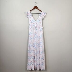 Altar'd State | Maxi Dress Sz M White Floral Tiered Flowy Ruffle Tieback Boho
